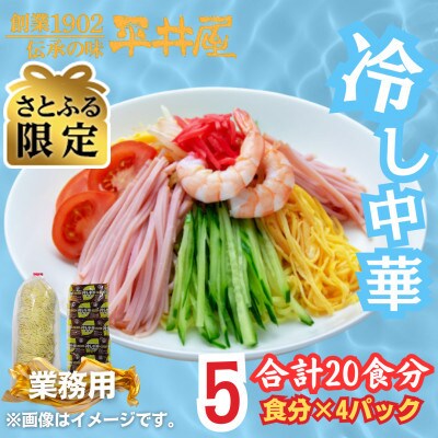 【さとふる限定】訳あり_麺好き必見!老舗製麺所の業務用冷やし中華_1袋5食分×4P(合計20食分)