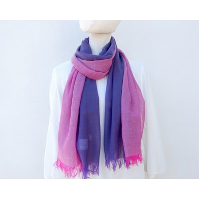 【KASANE】日本製　天然素材　大判　薄手　山梨　手洗い可　無縫製二重織ウールガーゼストール　