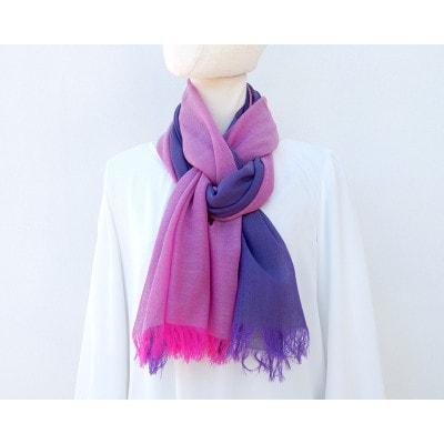 【KASANE】日本製　天然素材　大判　薄手　山梨　手洗い可　無縫製二重織ウールガーゼストール　