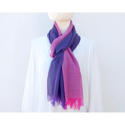 【KASANE】日本製　天然素材　大判　薄手　山梨　手洗い可　無縫製二重織ウールガーゼストール　