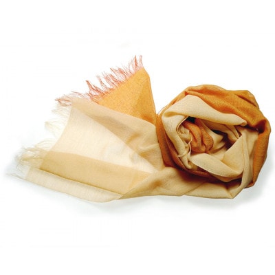 【KASANE】日本製　天然素材　手洗い可　二重織ウールガーゼストール(朽葉色)