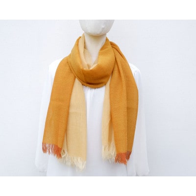 【KASANE】日本製　天然素材　手洗い可　二重織ウールガーゼストール(朽葉色)