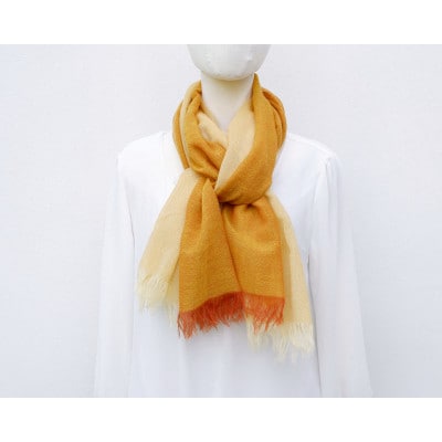 【KASANE】日本製　天然素材　手洗い可　二重織ウールガーゼストール(朽葉色)