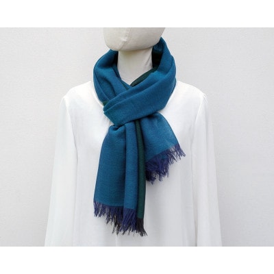 【KASANE】日本製　天然素材　手洗い可　二重織ウールガーゼストール　(孔雀色)