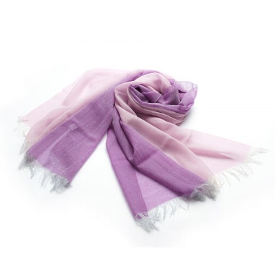 【KASANE】日本製　天然素材　手洗い可　二重織ウールガーゼストール　(紅藤色)