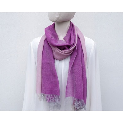 【KASANE】日本製　天然素材　手洗い可　二重織ウールガーゼストール　(紅藤色)