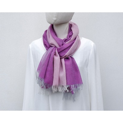 【KASANE】日本製　天然素材　手洗い可　二重織ウールガーゼストール　(紅藤色)