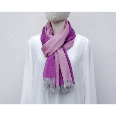 【KASANE】日本製　天然素材　手洗い可　二重織ウールガーゼストール　(紅藤色)