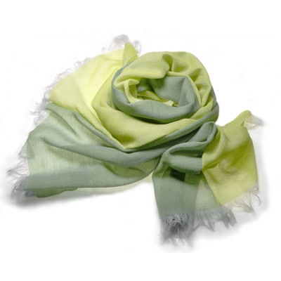 【KASANE】日本製天然素材手洗い可　二重織ウールガーゼストール　(若草色)