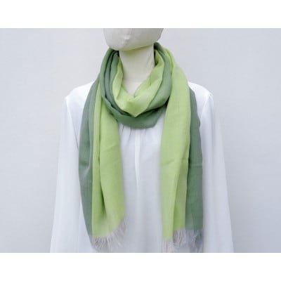 【KASANE】日本製天然素材手洗い可　二重織ウールガーゼストール　(若草色)