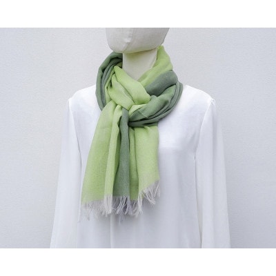 【KASANE】日本製天然素材手洗い可　二重織ウールガーゼストール　(若草色)