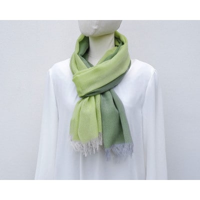 【KASANE】日本製天然素材手洗い可　二重織ウールガーゼストール　(若草色)