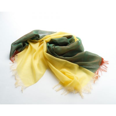 【KASANE】日本製天然素材手洗い可　二重織ウールガーゼストール　(女郎花)