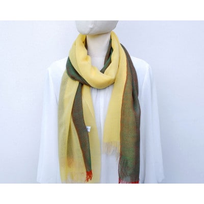 【KASANE】日本製天然素材手洗い可　二重織ウールガーゼストール　(女郎花)