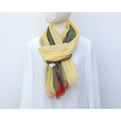 【KASANE】日本製天然素材手洗い可　二重織ウールガーゼストール　(女郎花)