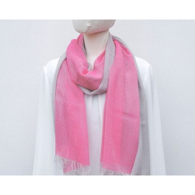 【KASANE】日本製天然素材手洗い可　二重織ウールガーゼストール　(雪の下)