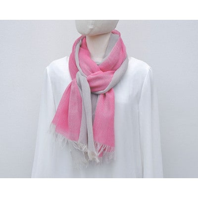 【KASANE】日本製天然素材手洗い可　二重織ウールガーゼストール　(雪の下)