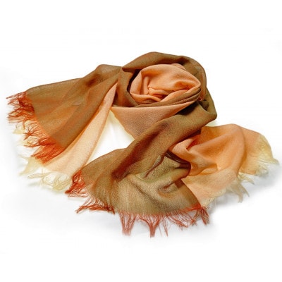 【KASANE】日本製天然素材手洗い可　二重織ウールガーゼストール　(大和柿)