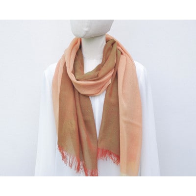 【KASANE】日本製天然素材手洗い可　二重織ウールガーゼストール　(大和柿)