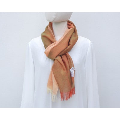 【KASANE】日本製天然素材手洗い可　二重織ウールガーゼストール　(大和柿)