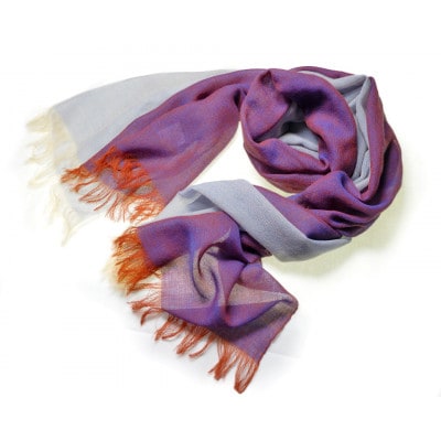 【KASANE】日本製天然素材手洗い可　二重織ウールガーゼストール　(白躑躅)