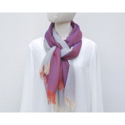 【KASANE】日本製天然素材手洗い可　二重織ウールガーゼストール　(白躑躅)