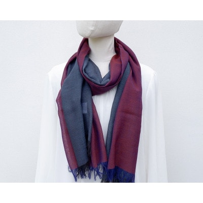 【KASANE】日本製天然素材手洗い可　二重織ウールガーゼストール　(葡萄染色)