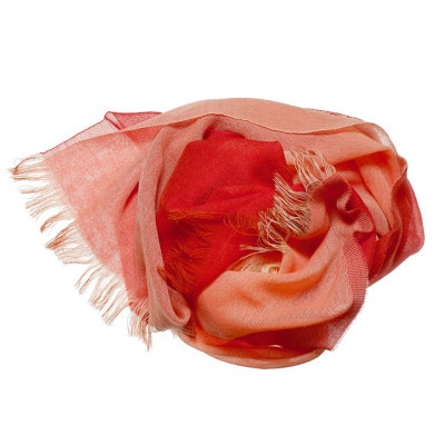 【KASANE】日本製天然素材手洗い可　二重織ウールガーゼストール　(緋色)