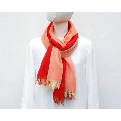 【KASANE】日本製天然素材手洗い可　二重織ウールガーゼストール　(緋色)