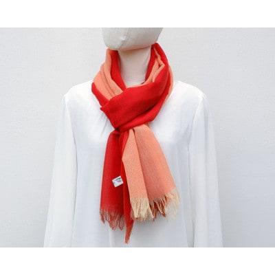 【KASANE】日本製天然素材手洗い可　二重織ウールガーゼストール　(緋色)