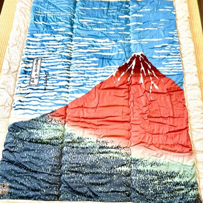 数量限定!!職人さんが作った綿肌掛けふとん　葛飾北斎　冨嶽三十六景　凱風快晴柄　春夏秋用掛け布団　