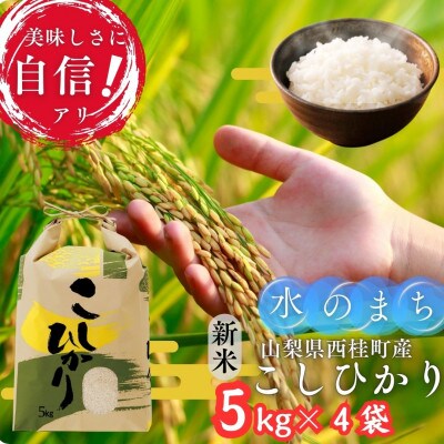 【令和7年産 新米】山梨県西桂町産 富士山麓「水のまち」のこしひかり精米合計20kg(5kg×4袋)