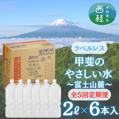 【2ヵ月毎定期便】ラベルレス富士山の恵み!美味しいミネラルウォーター甲斐のやさしい水2L×6本全5回