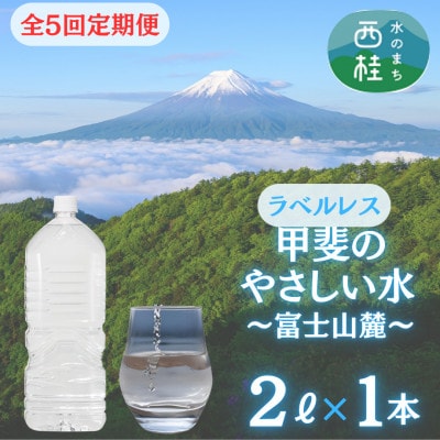 【2ヵ月毎定期便】【訳あり】ラベルレス　富士山の自然の恵み美味しいミネラルウォーター 2L×1全5回