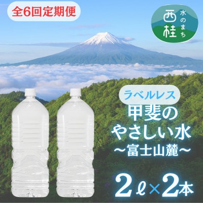 【2ヵ月毎定期便】【訳あり】ラベルレス　富士山の自然の恵み美味しいミネラルウォーター2L×2本全6回