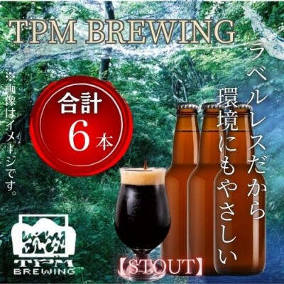 ラベルレス_富士山麓仕込みのクラフトビールTPM BREWING【STOUT】6本セット