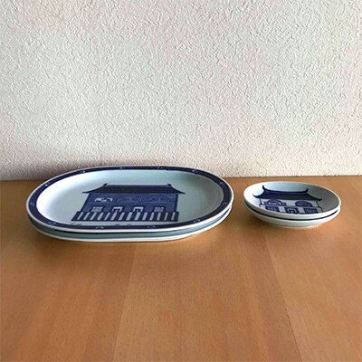 一日三食毎回使いたくなる器 小判プレート2枚・小判小皿2枚(有田焼 しん窯 青花)