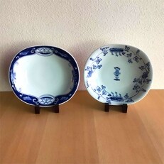 形もユニークなカレー皿2枚(有田焼　しん窯　青花) | ふるさと納税のお礼品