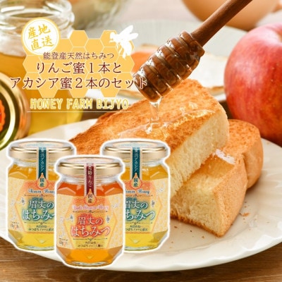 能登産天然はちみつ『りんご蜂蜜&アカシア蜂蜜2本』セット