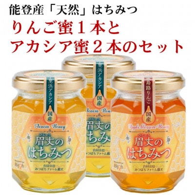 能登産天然はちみつ『りんご蜂蜜&アカシア蜂蜜2本』セット