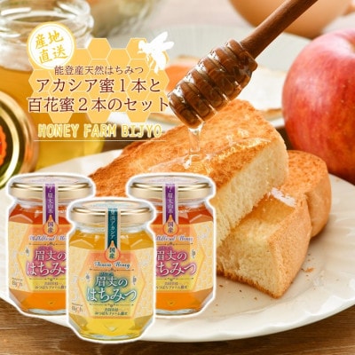 能登産天然はちみつ『アカシア蜂蜜&百花蜂蜜2本』セット