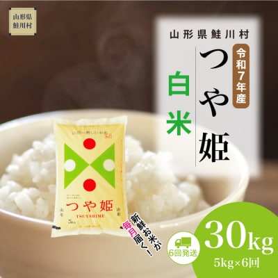 ＜令和7年産米＞特別栽培米 つや姫【白米】30kg定期便(5kg×6回) ＜配送時期指定可＞ 鮭川村