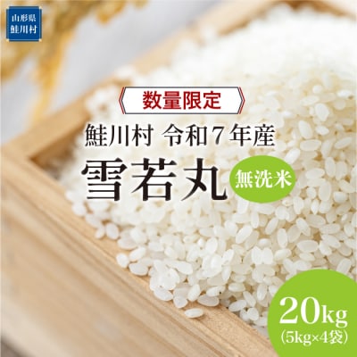 ★数量限定★令和7年産 雪若丸【無洗米】20kg(5kg×4袋)＜配送時期指定可＞鮭川村