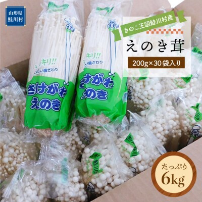 きのこ王国鮭川村産 [えのき茸] たっぷり6kg(200g×30袋入り)