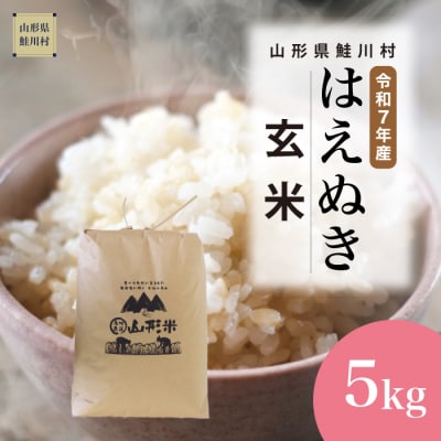 ★数量限定★　令和7年産　山形県産　はえぬき【玄米】5kg(5kg×1袋)鮭川村