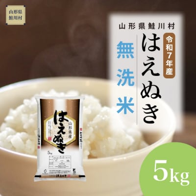 ★数量限定★　令和7年産　山形県産　はえぬき【無洗米】5kg(5kg×1袋)鮭川村