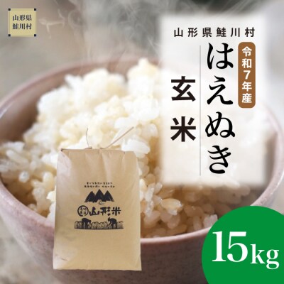 ★数量限定★　令和7年産　山形県産　はえぬき【玄米】15kg(15kg×1袋)鮭川村