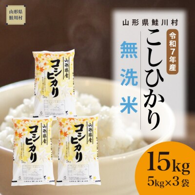 ★数量限定★　令和7年産　山形県産　こしひかり 【無洗米】 15kg (5kg×3袋) 鮭川村