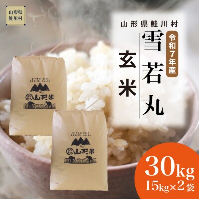 ★数量限定★　令和7年産　山形県産　雪若丸【玄米】30kg(15kg×2袋)鮭川村