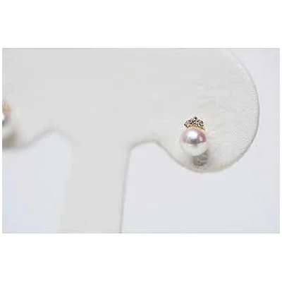 可愛いティアラ煌くアコヤパールピアス　YG(イエローゴールド)　C158-010YG